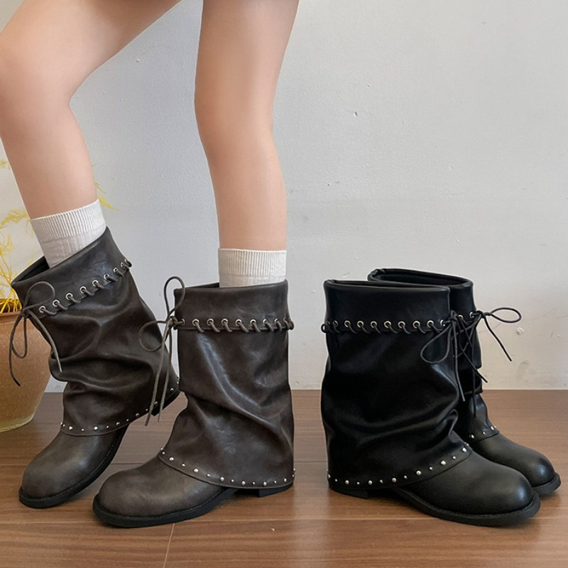 Women Slouchy Mid Calf Boots R - Leather Classic Strap ulasan dan harga